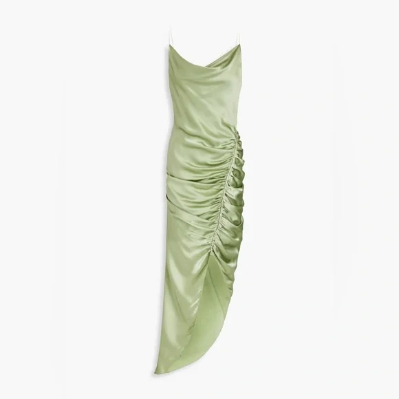 pale green slip dress Semi-Formal Forest Green Slip Dress with Slit